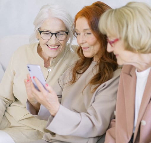 three women in video call